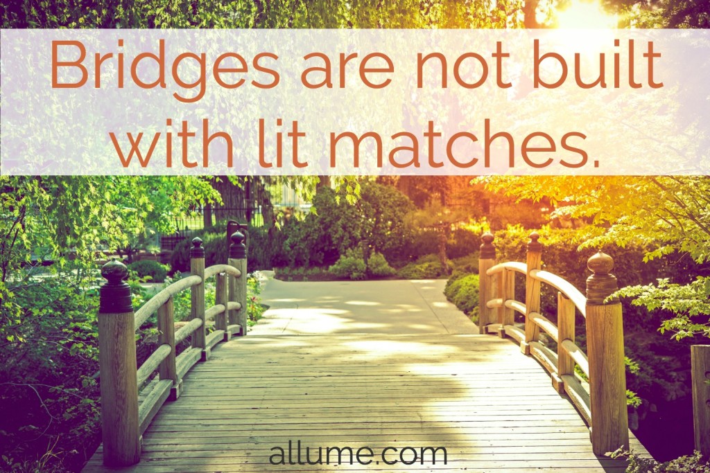 Bridges Are Not Built With Lit Matches